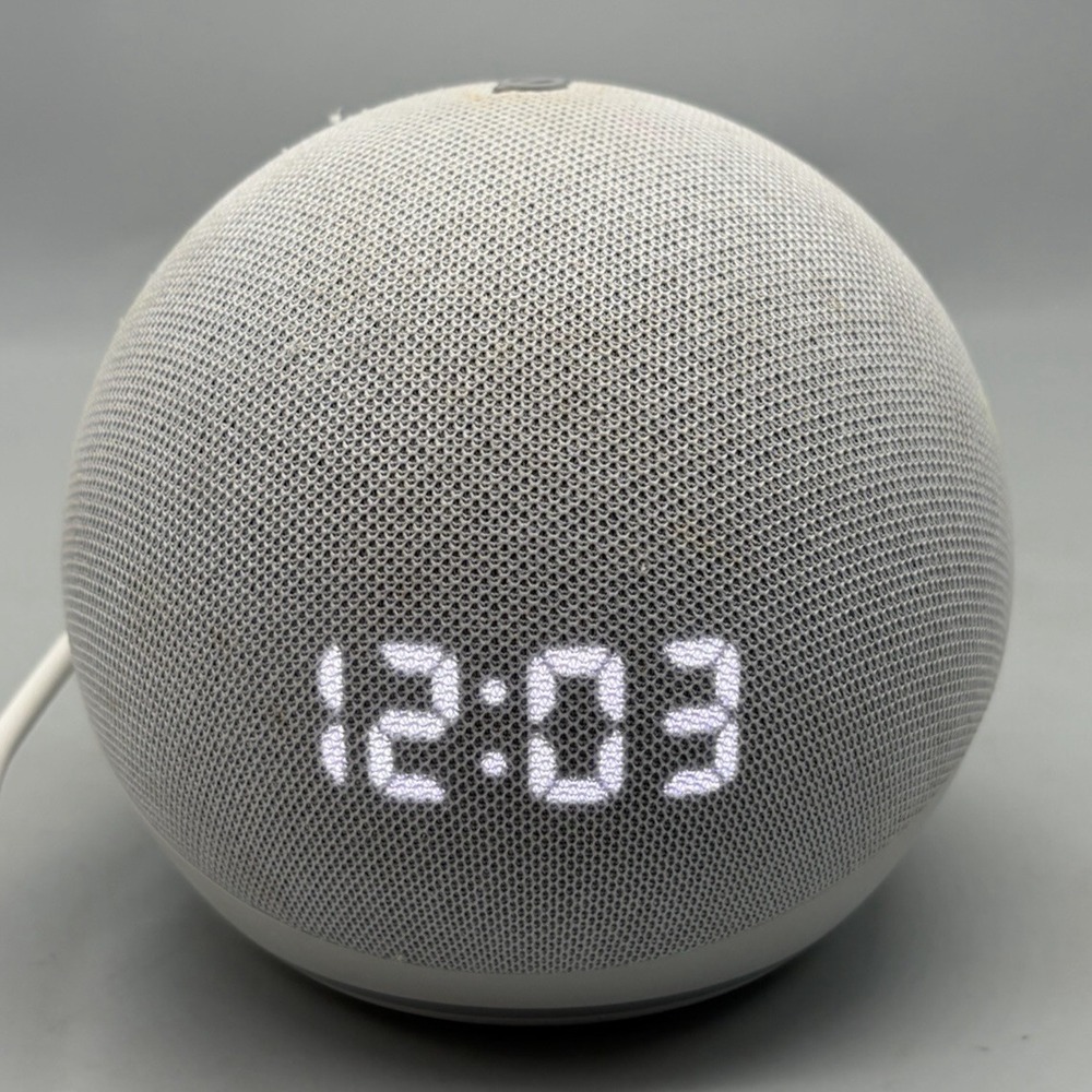 Amazon Echo Dot with Clock (4th Gen)(B7W644) - Glacier  White